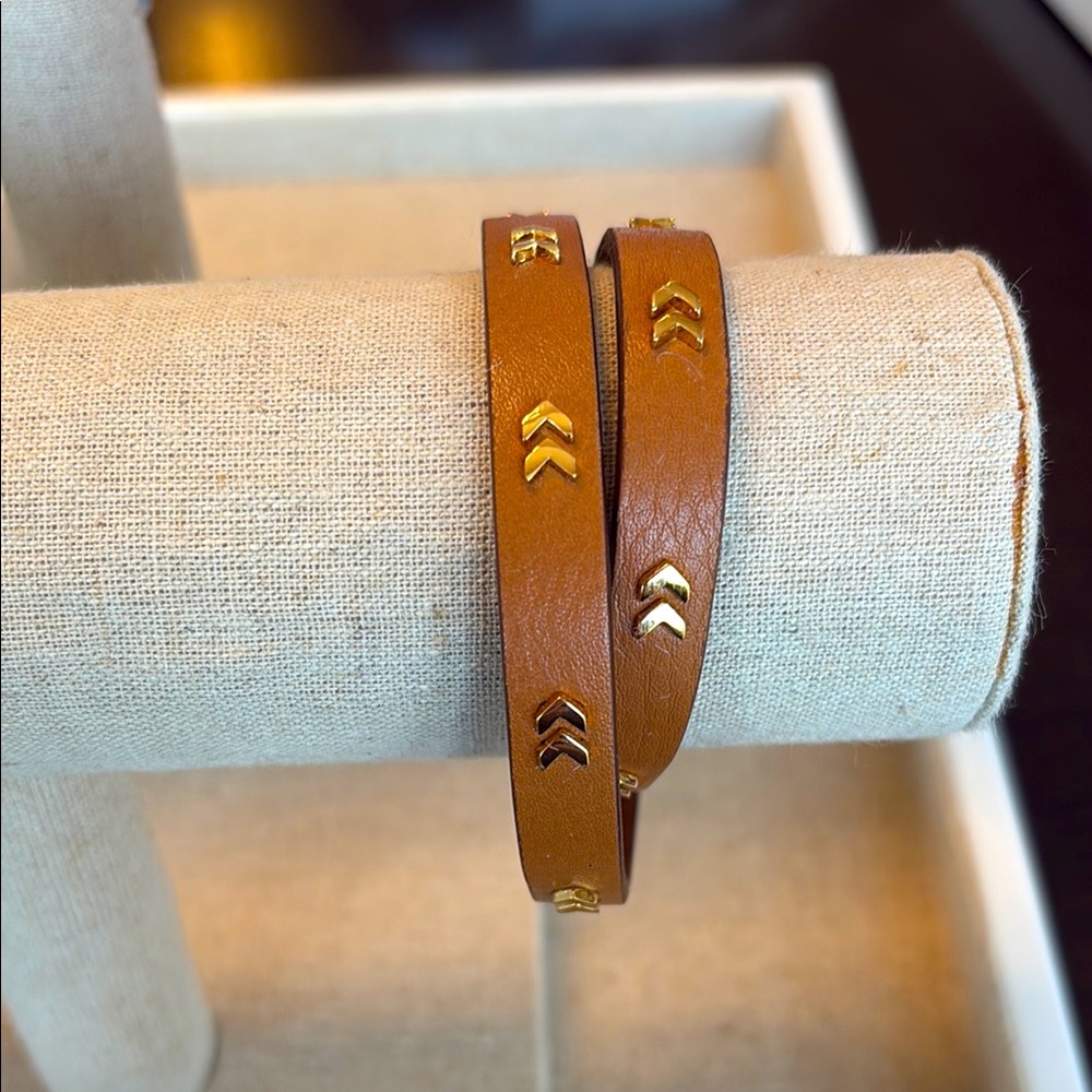 Stella & Dot Chevron Leather Wrap Bracelet